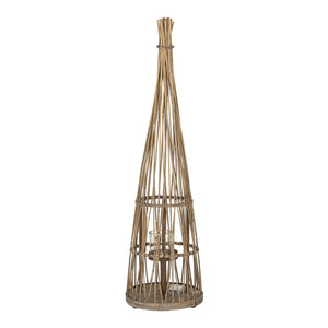 Medium Conical Wicker Lantern with Glass Holder & LED Lights - Canwell Interiors Limited - Hills