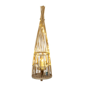 Medium Conical Wicker Lantern with Glass Holder & LED Lights - Canwell Interiors Limited - Hills