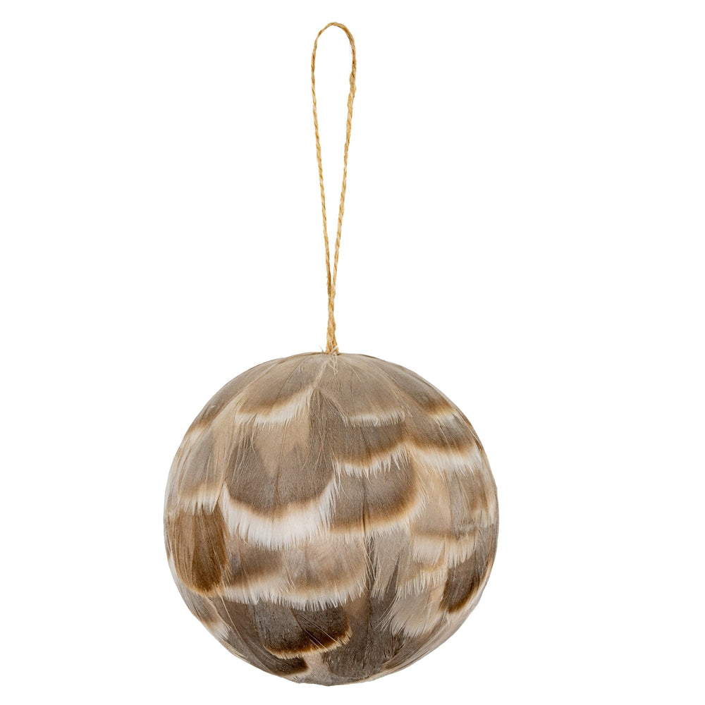 Medium Fawn Feathered Bauble - Canwell Interiors Limited - Hills