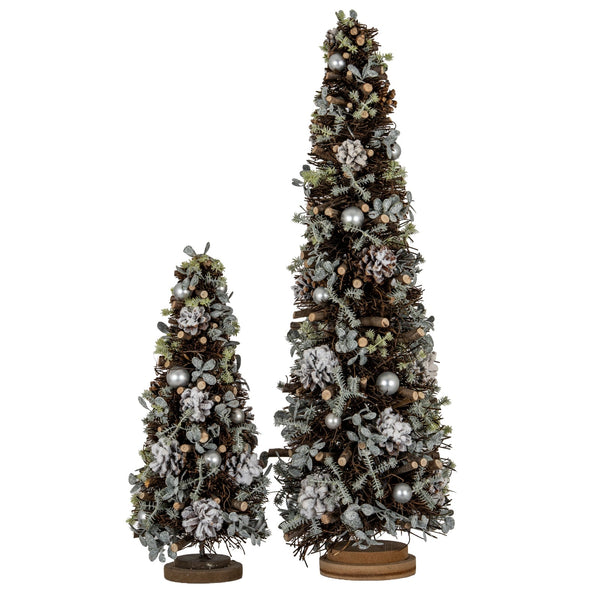 Medium Frosted Forest Tree With Pinecones And Pearls - Canwell Interiors Limited - Hills
