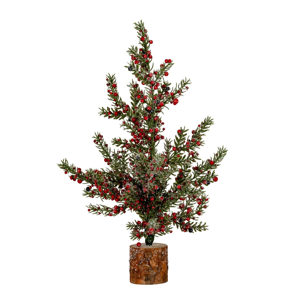 Medium Frosted Winter Berry Tree On Wooden Block - Canwell Interiors Limited - Hills