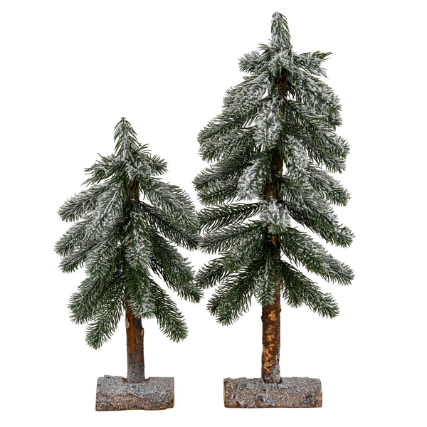 Medium Snowy Pine Tree On Wooden Stand - Canwell Interiors Limited - Hills