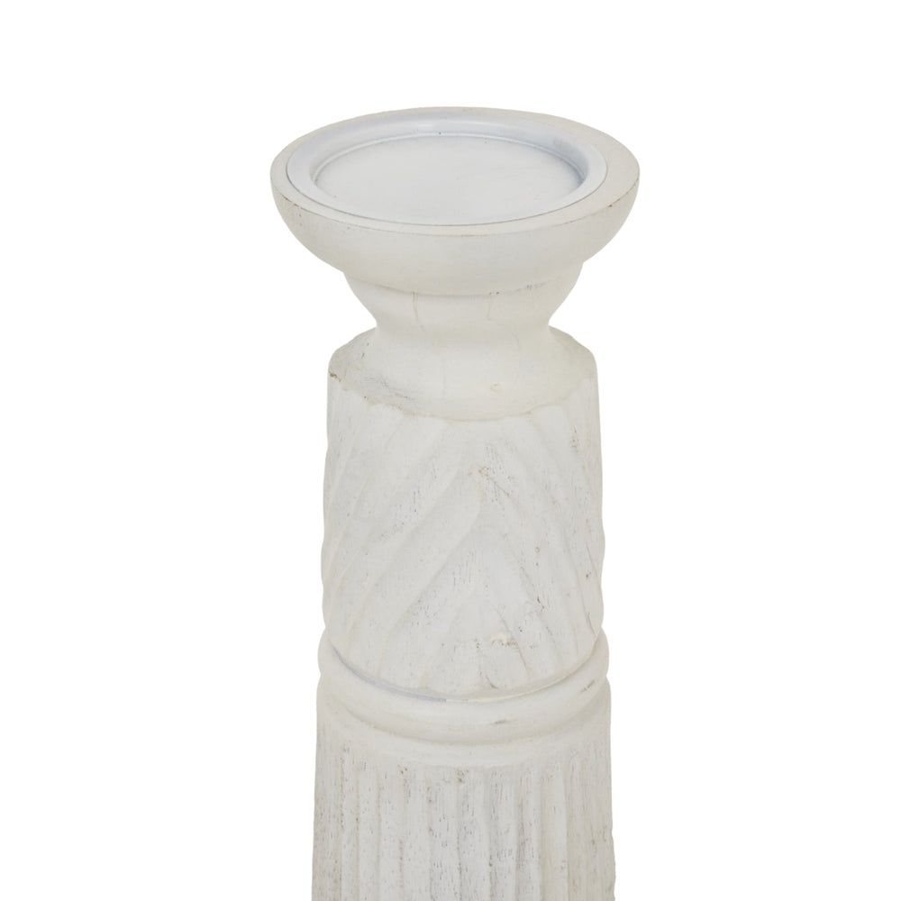 Medium White Carved Candle Holder - Canwell Interiors Limited - Hills