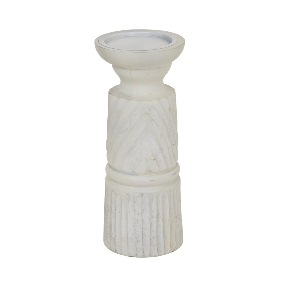 Medium White Carved Candle Holder - Canwell Interiors Limited - Hills