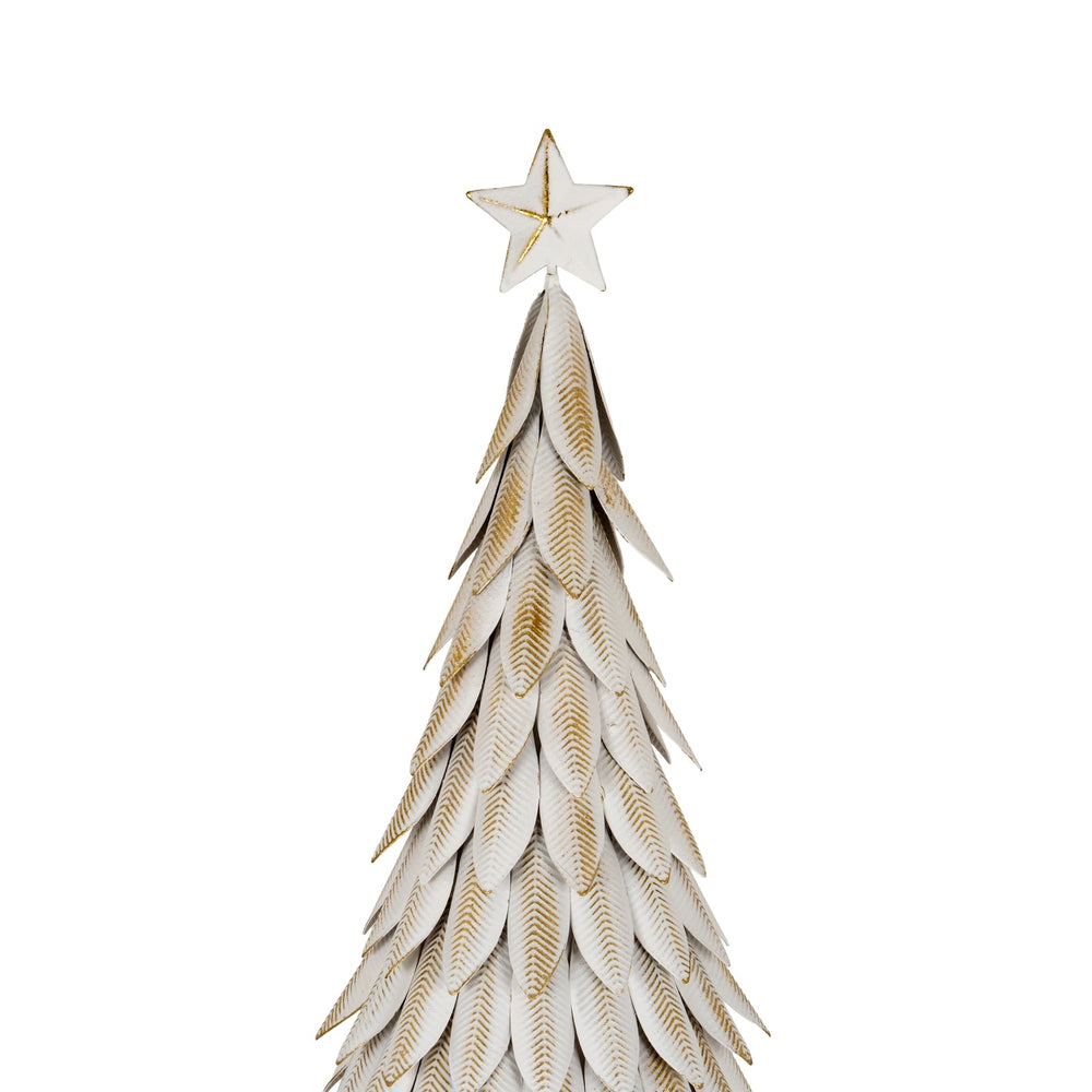 Medium White Metal Christmas Tree on Wooden Stand - Canwell Interiors Limited - Hills