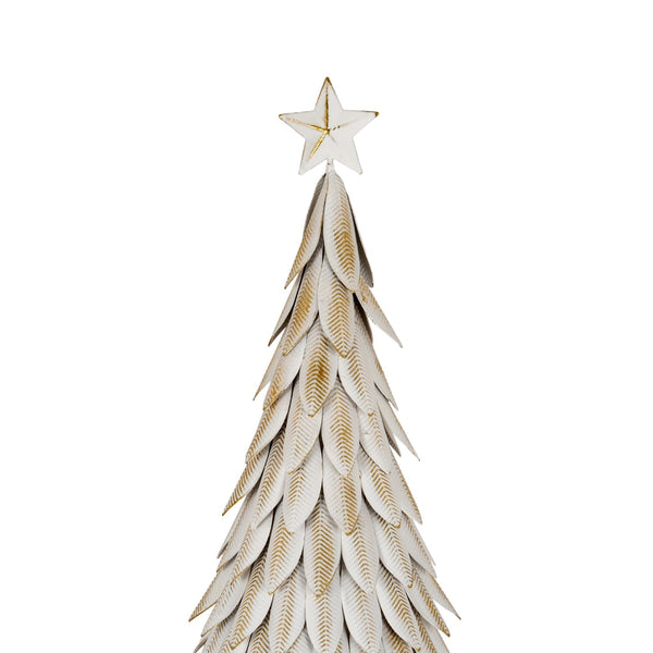 Medium White Metal Christmas Tree on Wooden Stand - Canwell Interiors Limited - Hills