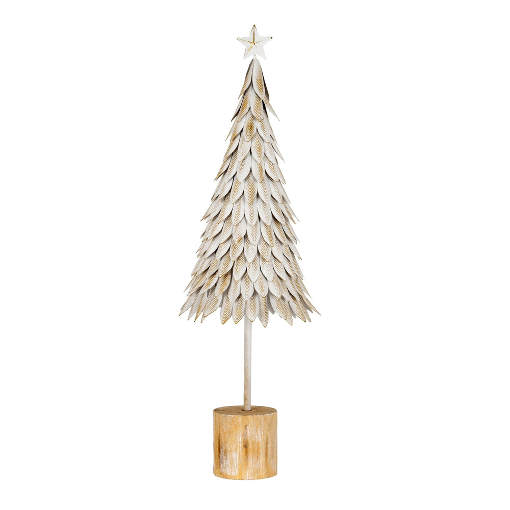Medium White Metal Christmas Tree on Wooden Stand - Canwell Interiors Limited - Hills