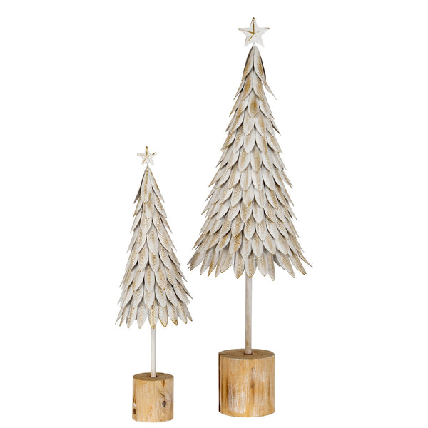 Medium White Metal Christmas Tree on Wooden Stand - Canwell Interiors Limited - Hills