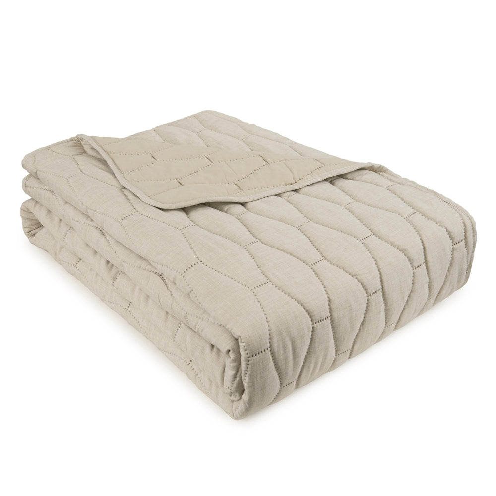 Melange Linen Look Quilt – Natural 240x260 - Canwell Interiors Limited - Malini
