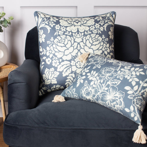 Melrose 50x50 Feather Filled Cushion Slate Blue - Canwell Interiors Limited - Riva