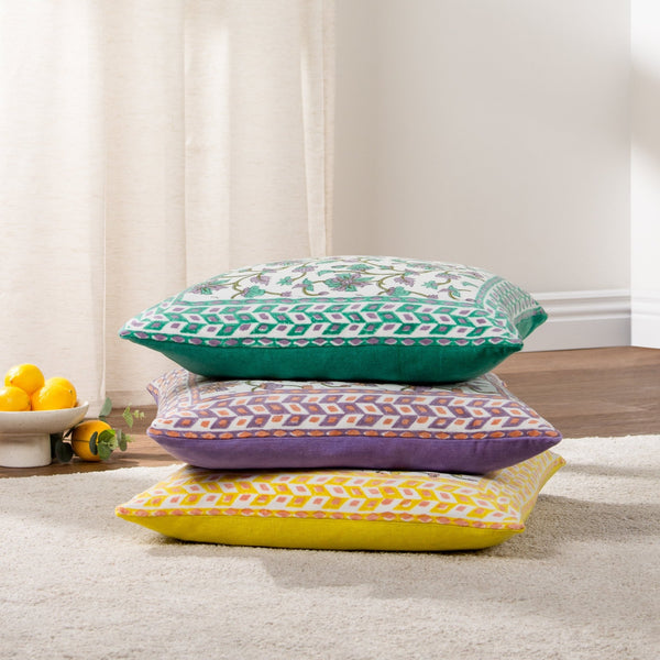 Mentera 50x50 Feather Filled Cushion Oasis Green/lilac - Canwell Interiors Limited - Riva