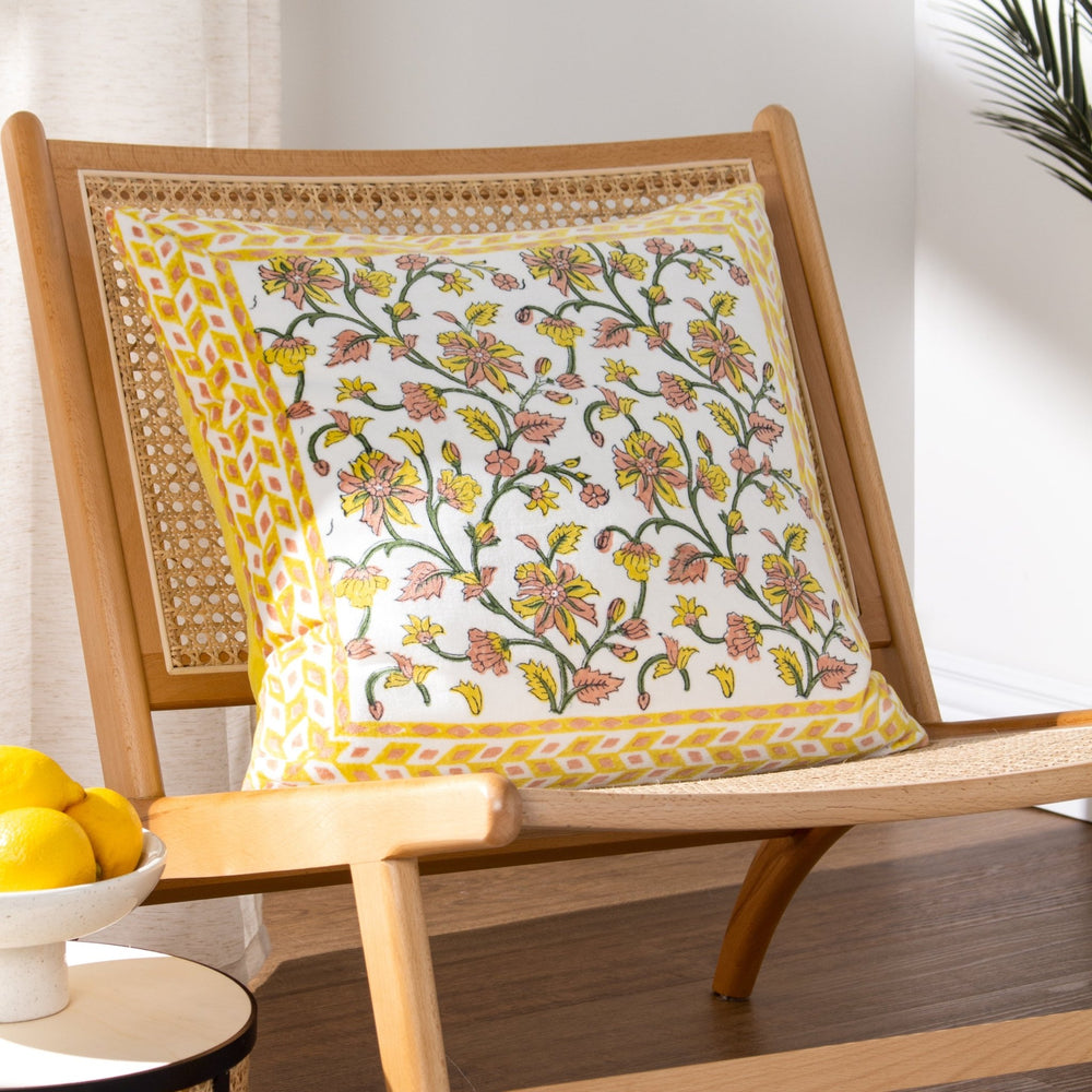 Mentera 50x50 Feather Filled Cushion Yellow/peach Crush - Canwell Interiors Limited - Riva