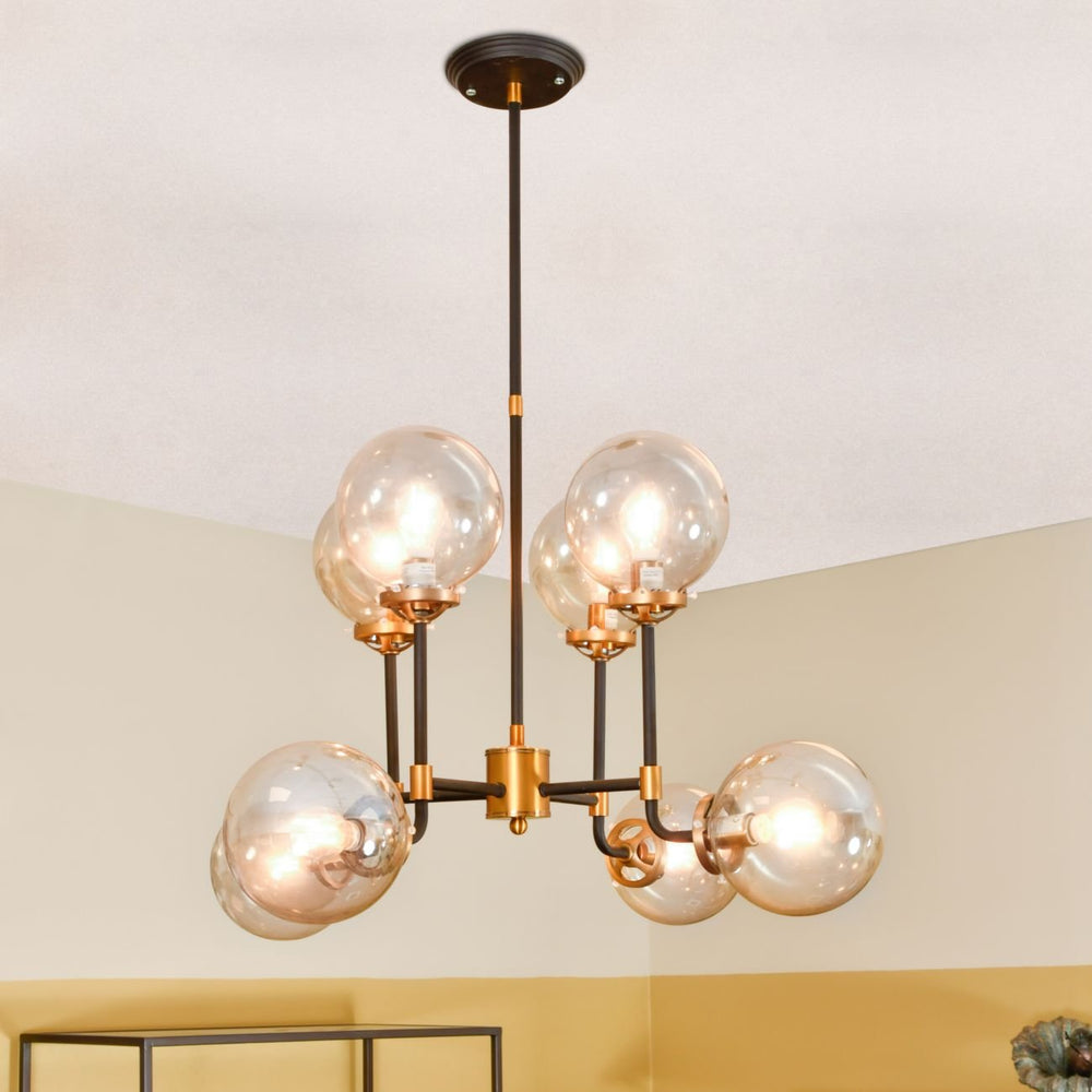 Mercer Glass Bubble Black and Brass Chandelier - XShowhome Limited - Libra