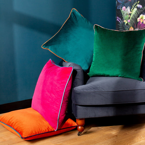 Meridian 55x55 Feather Filled Cushion Emerald/blush - Canwell Interiors Limited - Riva