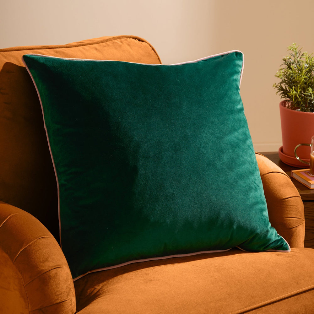 Meridian 55x55 Feather Filled Cushion Emerald/blush - Canwell Interiors Limited - Riva