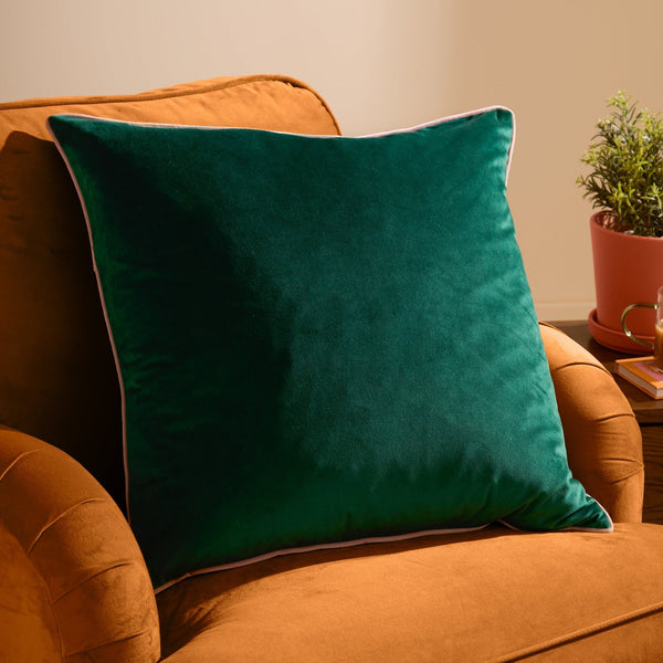 Meridian 55x55 Feather Filled Cushion Emerald/blush - Canwell Interiors Limited - Riva