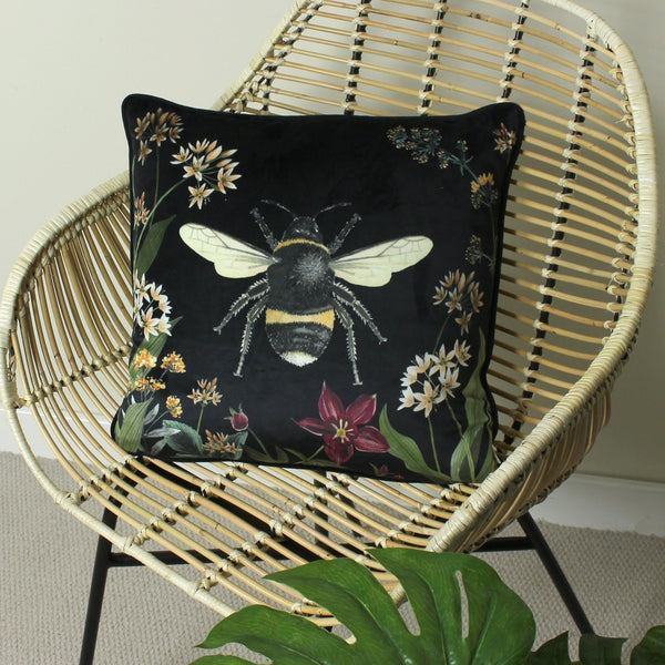Midnight Garden 43x43 Feather Filled Cushion Bee - Canwell Interiors Limited - Riva