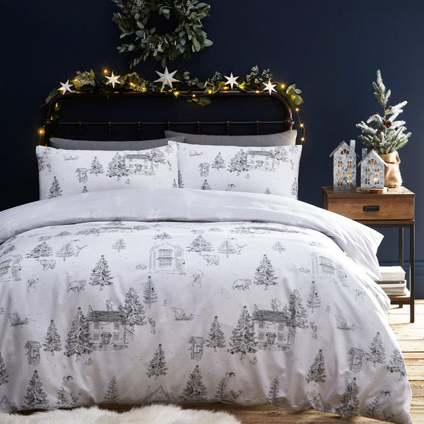 Midwinter Toile King Size Duvet Set Snow - Canwell Interiors Limited - Riva