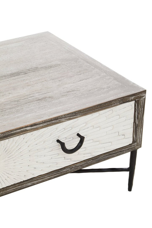 Milan 2 Drawer Recycled Elm Wood Coffee Table - Canwell Interiors Limited - Xshowhome