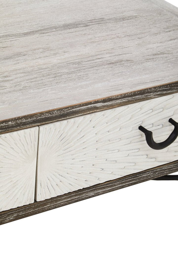 Milan 2 Drawer Recycled Elm Wood Coffee Table - Canwell Interiors Limited - Xshowhome