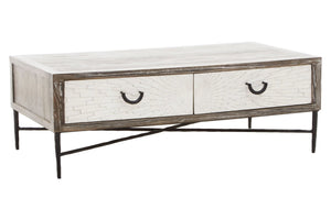 Milan 2 Drawer Recycled Elm Wood Coffee Table - XShowhome Limited - Xshowhome