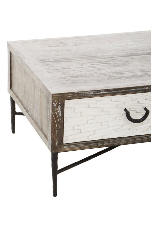 Milan 2 Drawer Recycled Elm Wood Coffee Table - XShowhome Limited - Xshowhome