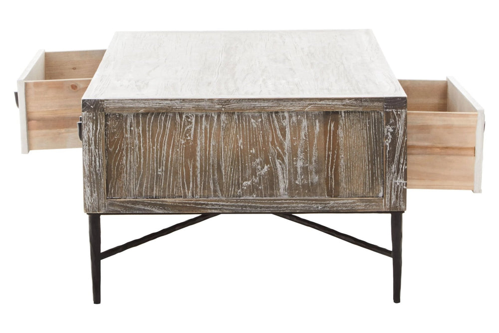 Milan 2 Drawer Recycled Elm Wood Coffee Table - XShowhome Limited - Xshowhome