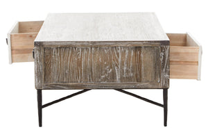 Milan 2 Drawer Recycled Elm Wood Coffee Table - XShowhome Limited - Xshowhome