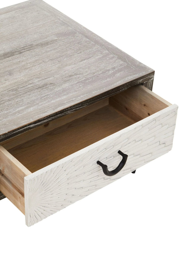 Milan 2 Drawer Recycled Elm Wood Coffee Table - XShowhome Limited - Xshowhome