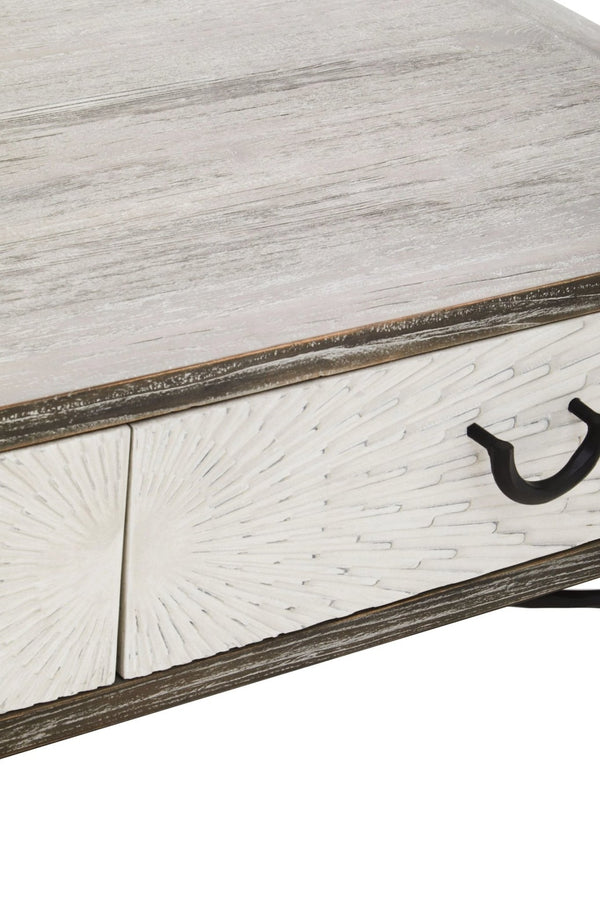 Milan 2 Drawer Recycled Elm Wood Coffee Table - XShowhome Limited - Xshowhome