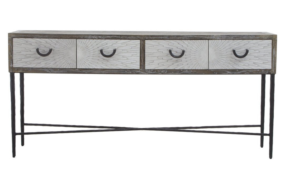 Milan Four Drawer Elm Wood Console Table - Canwell Interiors Limited - Xshowhome