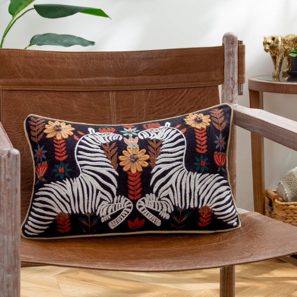 Mirrored Zebra 30x50 Feather Filled Cushion Multi - Canwell Interiors Limited - Riva
