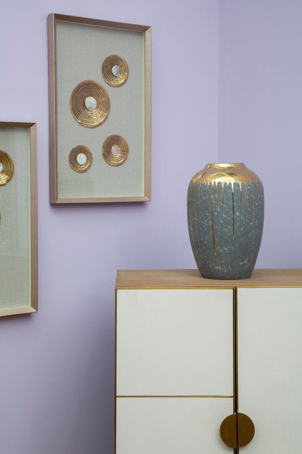 Modica Oak Wood and Brushed Gold Cabinet - Canwell Interiors Limited - Xshowhome