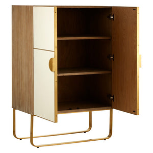 Modica Oak Wood and Brushed Gold Cabinet - Canwell Interiors Limited - Xshowhome