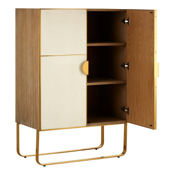 Modica Oak Wood and Brushed Gold Cabinet - Canwell Interiors Limited - Xshowhome