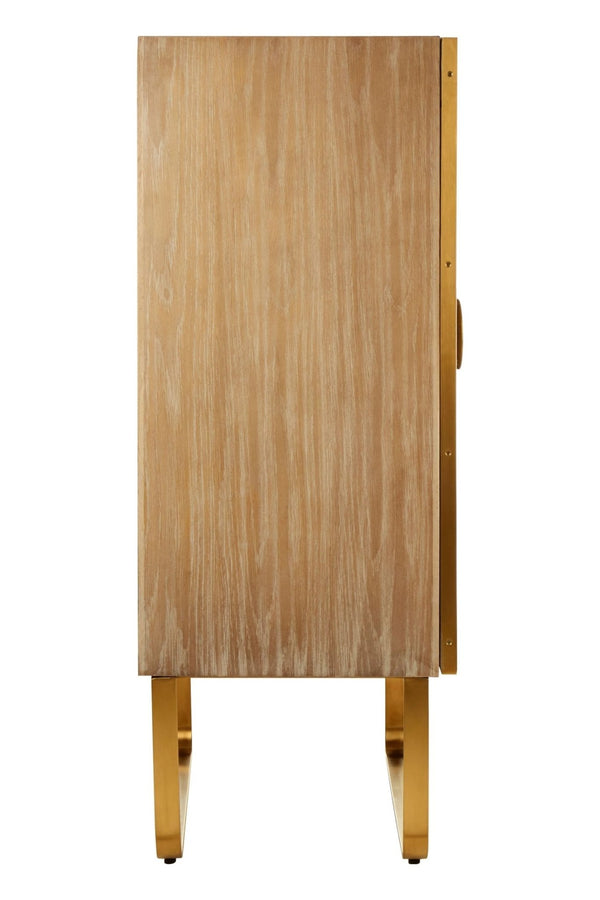 Modica Oak Wood and Brushed Gold Cabinet - XShowhome Limited - Xshowhome