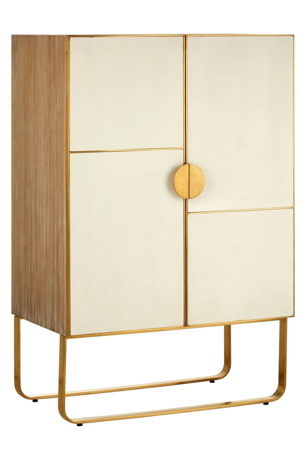 Modica Oak Wood and Brushed Gold Cabinet - XShowhome Limited - Xshowhome