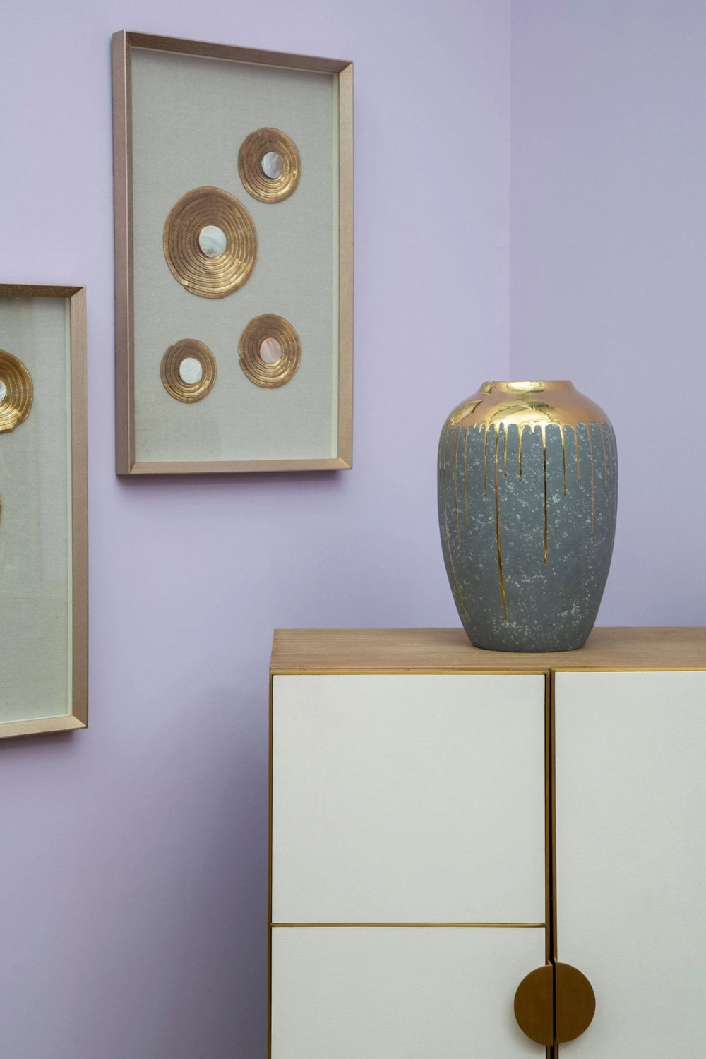 Modica Oak Wood and Brushed Gold Cabinet - XShowhome Limited - Xshowhome