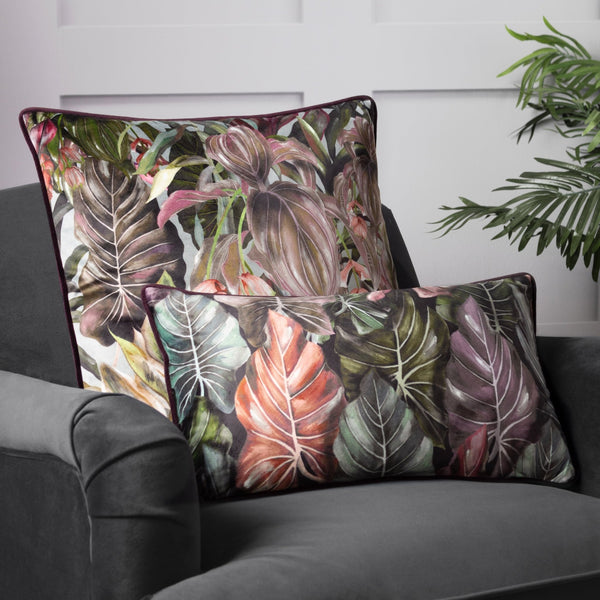 Mogori Leafage 30x50 Feather Filled Cushion Aubergine - Canwell Interiors Limited - Riva