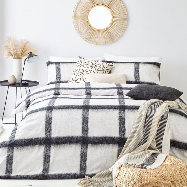 Mohair Check Single Duvet Set Natural/black - Canwell Interiors Limited - Riva