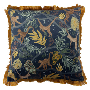 Monkey Forest 50x50 Feather Filled Cushion Midni - Canwell Interiors Limited - Riva