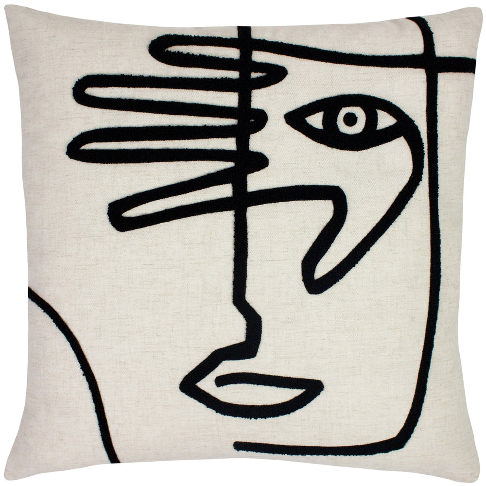 Mono Face 50x50 Feather Filled Cushion Linen - Canwell Interiors Limited - Riva