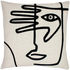 Mono Face 50x50 Feather Filled Cushion Linen - Canwell Interiors Limited - Riva