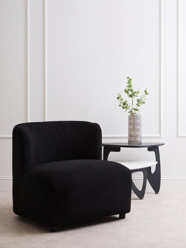 Montreal Black Boucle Effect Armless Lounge Chair - Canwell Interiors Limited - Xshowhome