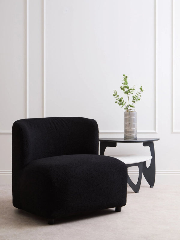 Montreal Black Boucle Effect Armless Lounge Chair - XShowhome Limited - Xshowhome