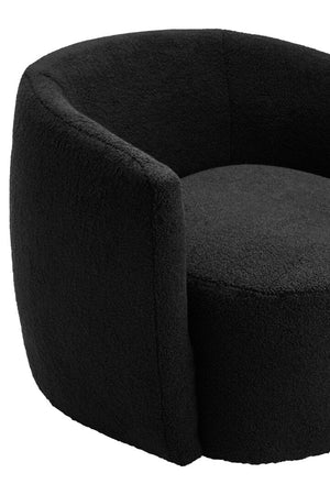 Montreal Black Boucle Effect Curved Lounge Chair With Swivel Base - Canwell Interiors Limited - Xshowhome