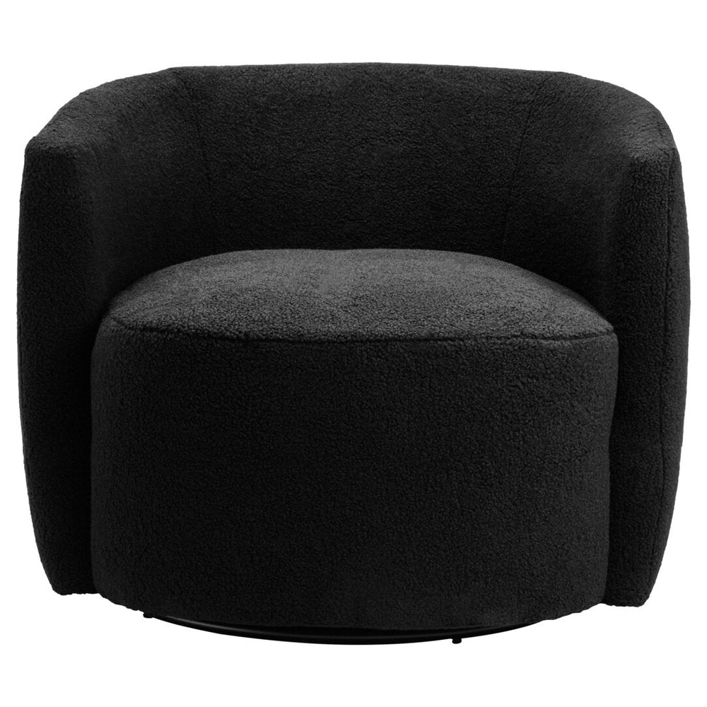 Montreal Black Boucle Effect Curved Lounge Chair With Swivel Base - Canwell Interiors Limited - Xshowhome