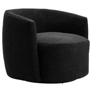 Montreal Black Boucle Effect Curved Lounge Chair With Swivel Base - Canwell Interiors Limited - Xshowhome
