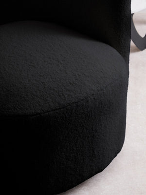 Montreal Black Boucle Effect Curved Lounge Chair With Swivel Base - Canwell Interiors Limited - Xshowhome