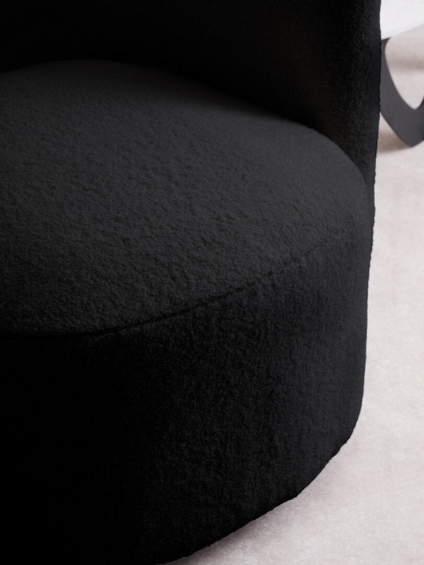 Montreal Black Boucle Effect Curved Lounge Chair With Swivel Base - Canwell Interiors Limited - Xshowhome